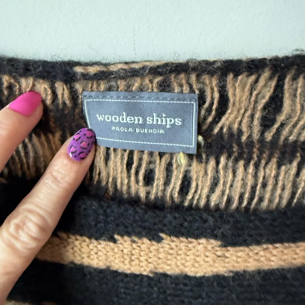 Wooden Ships Black and Tan Zebra Sweater size S:M